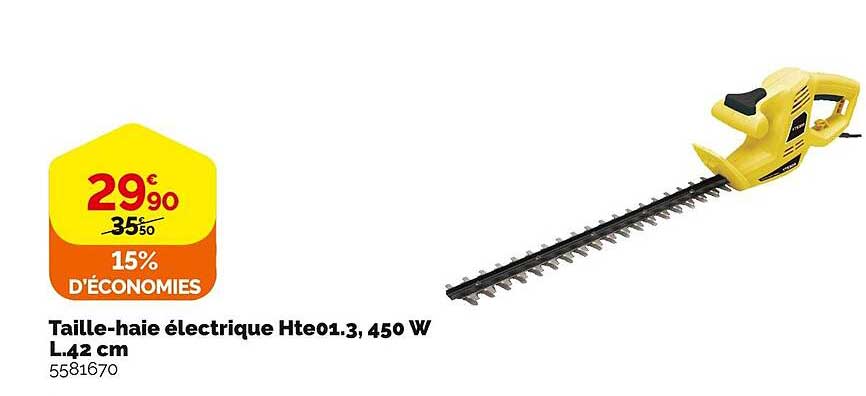 taille-haie électrique hte01.3, 450 w l.42 cm