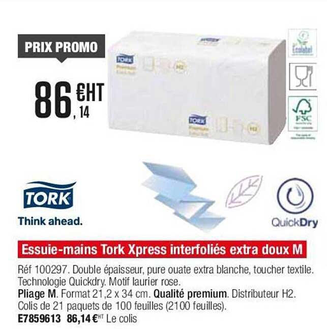 tork essuie-mains xpress interfoliés extra doux m