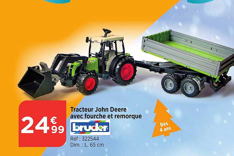 tracteur john deere avec fourche et remorque bruder