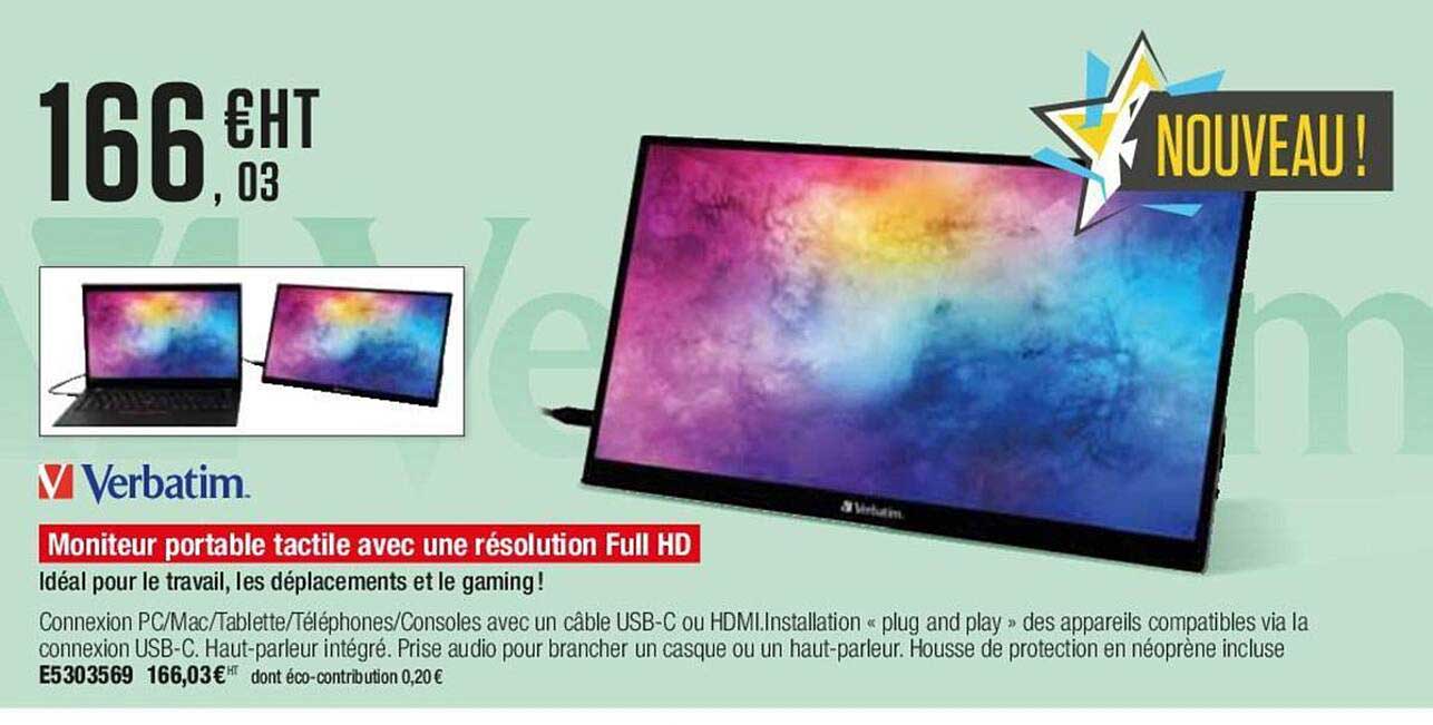 verbatin moniteur portable tactile avec une résolution full hd