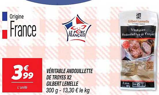 véritable andouillette de troyes x2 gilbert lemelle