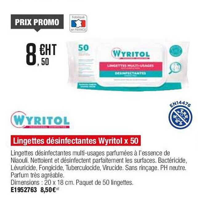 Wyritol Lingettes Désinfectantes X50