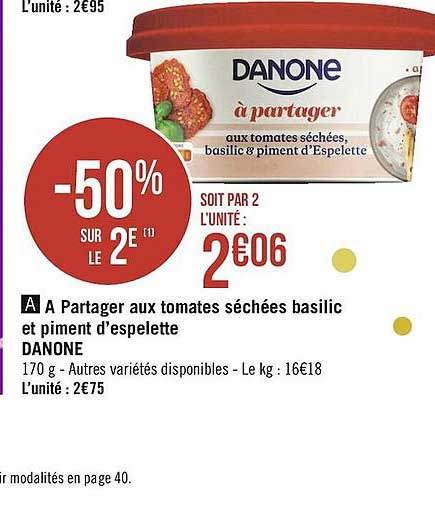à Partager Aux Tomates Séchées Basilic Et Piment D'espelette Danone