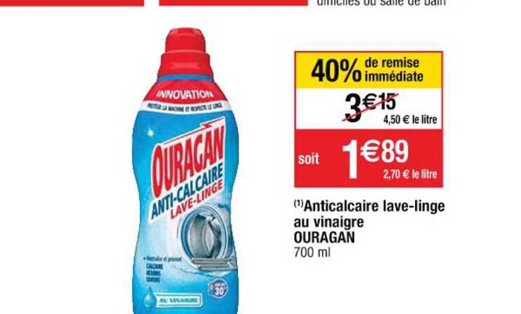 anticalcaire lave linge au vinaigre ouragan