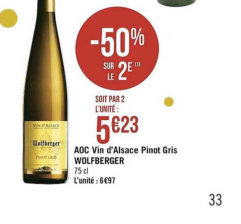 Aoc Vin D'alsace Pinot Gris Wolfberger
