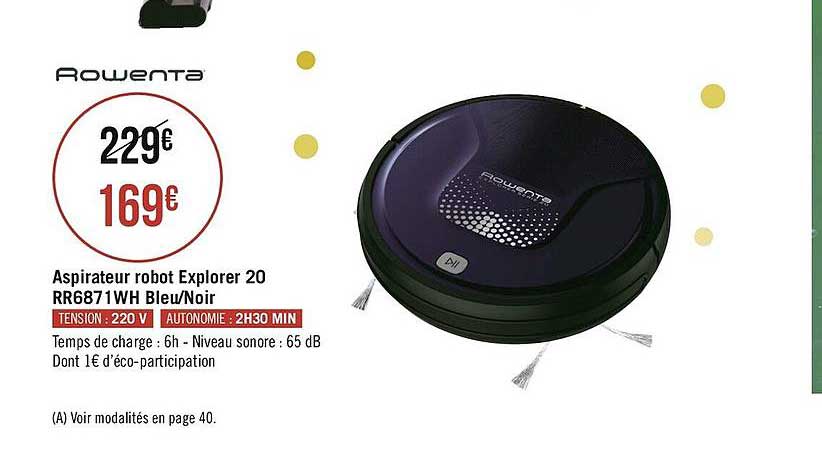 aspirateur robot explorer 20 rr6871wh bleu-noir rowenta