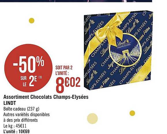 assortiment chocolats champs-élysées lindt