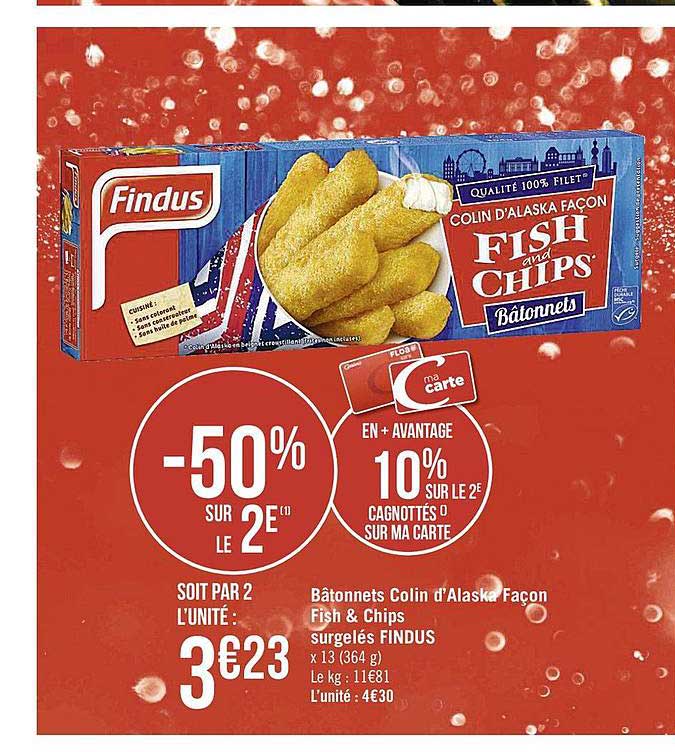 Bâtonnets Colin D'alaska Façon Fish & Chips Surgelés Findus