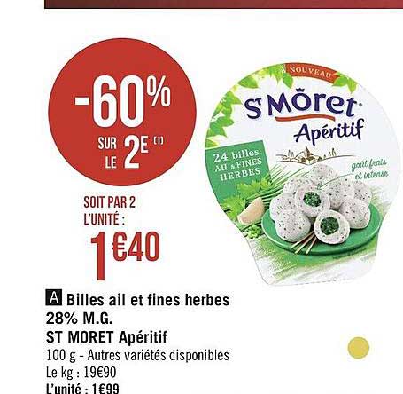 billes ail et fines herbes 28% m.g. st moret apéritif