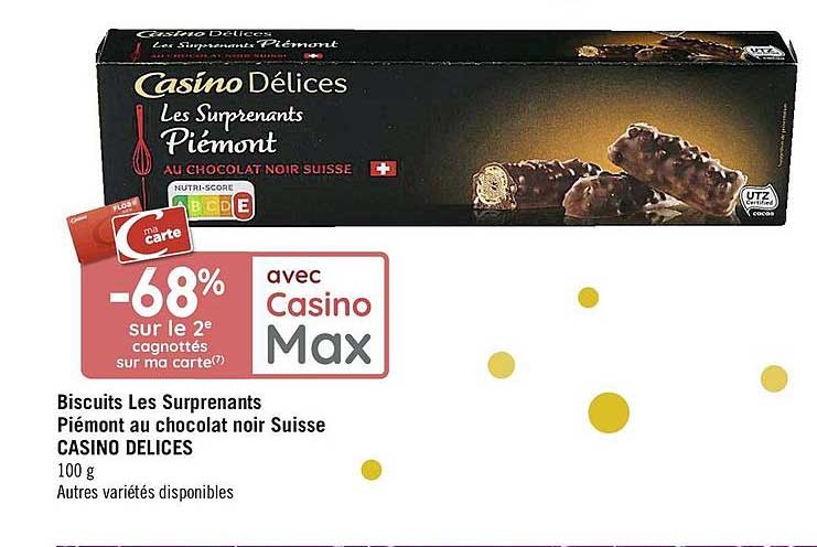 Biscuits Les Surprenants Piémont Au Chocolat Noir Suisse Casino Délices