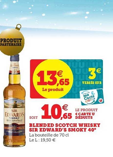 blended scotch whisky sir edward's smoky 40°