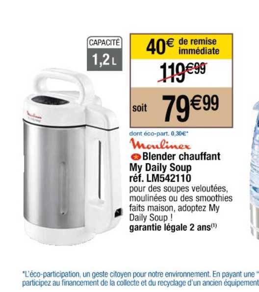 blender chauffant my daily soup moulinex réf.lm542110