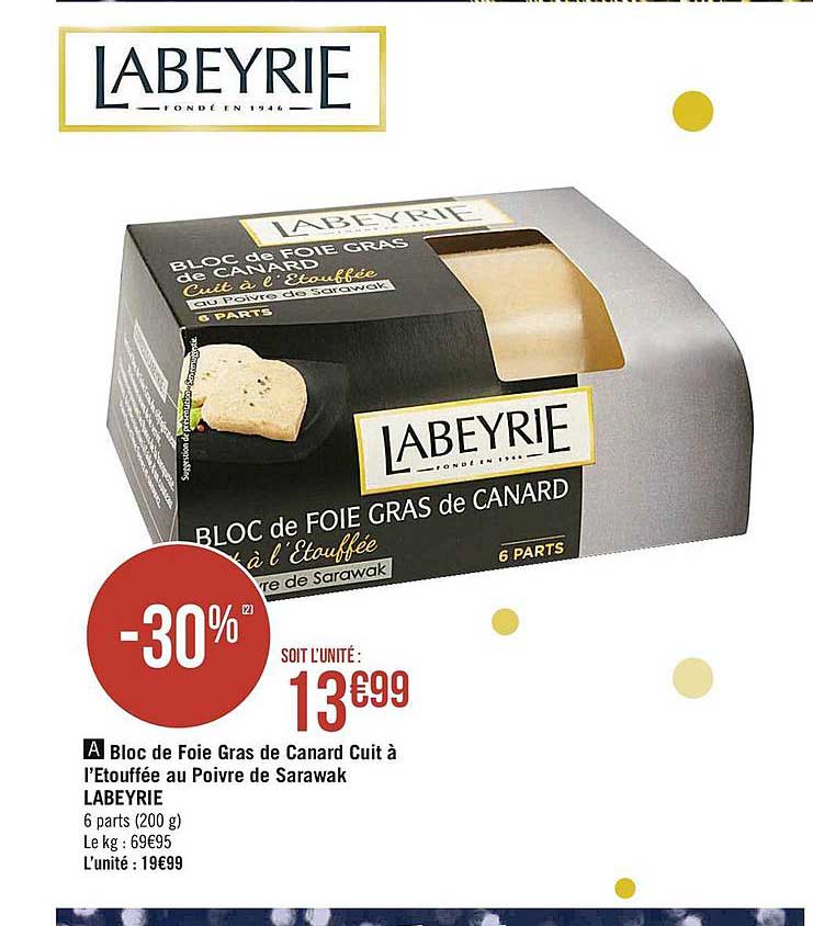 Bloc De Foie Gras De Canard Cuit à L'étouffé Au Poivre De Sarawak Labeyrie