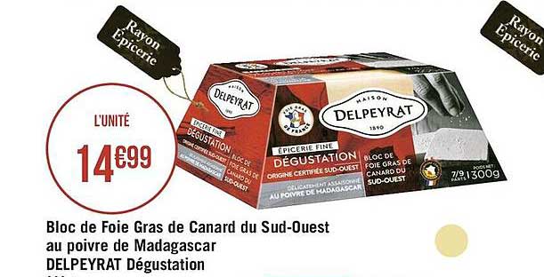bloc de foie gras de canard du sud-ouest au poivre de madagascar delpeyrat dégustation