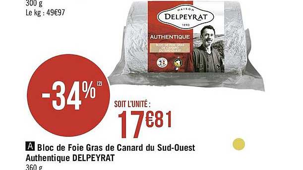Bloc De Foie Gras De Canard Du Sud-ouest Authentique Delpeyrat