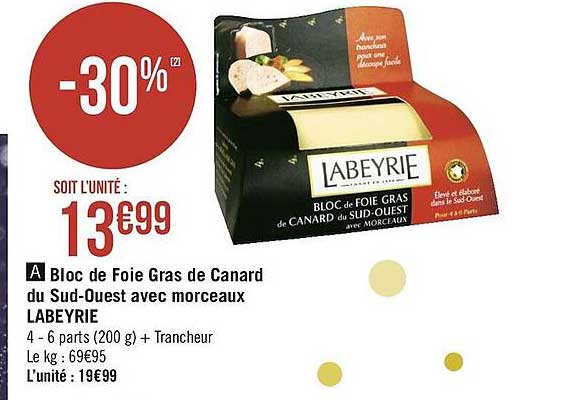 bloc de foie gras de canard du sud-ouest avec morceaux labeyrie