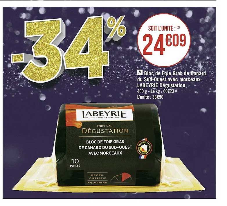 Bloc De Foie Gras De Canard Du Sud-ouest Avec Morceaux Labeyrie Dégustation