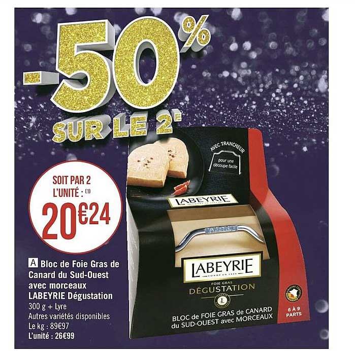 bloc de foie gras de canard du sud-ouest avec morceaux labeyrie dégustation