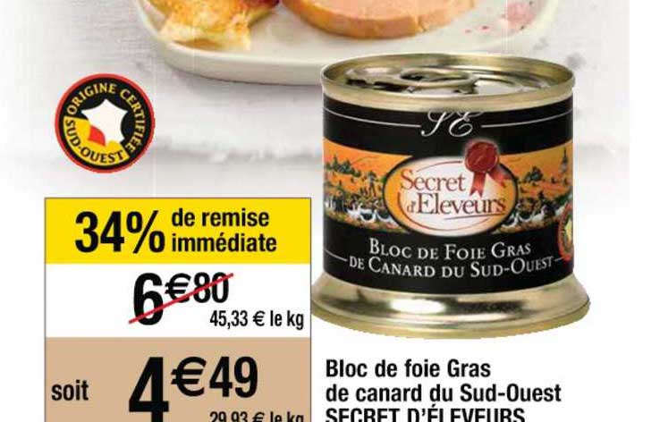 bloc de foie gras de canard du sud-ouest secret d'éleveurs