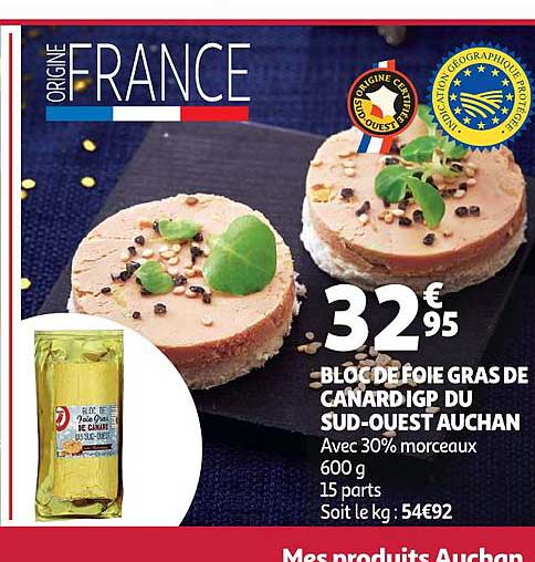 bloc de foie gras de canard igp du sud ouest