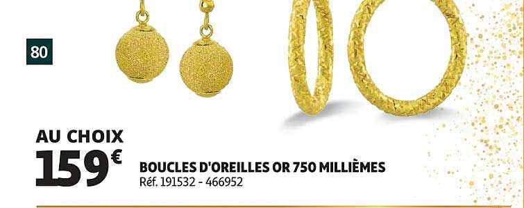 boucles d'oreilles or 750 millièmes