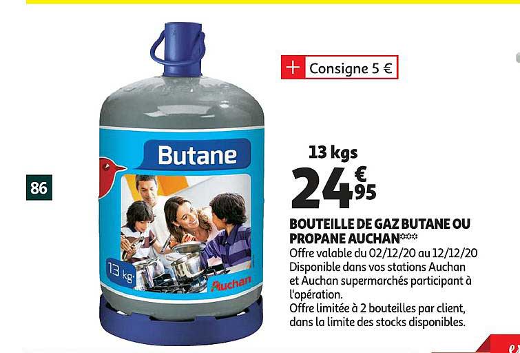 bouteille de gaz butane ou propane auchan