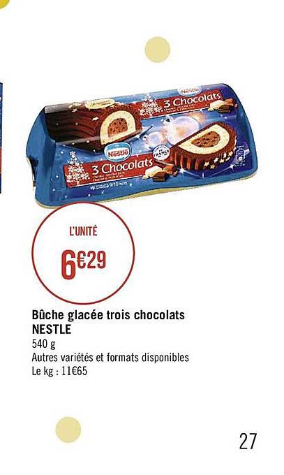 bûche glacée trois chocolats nestlé
