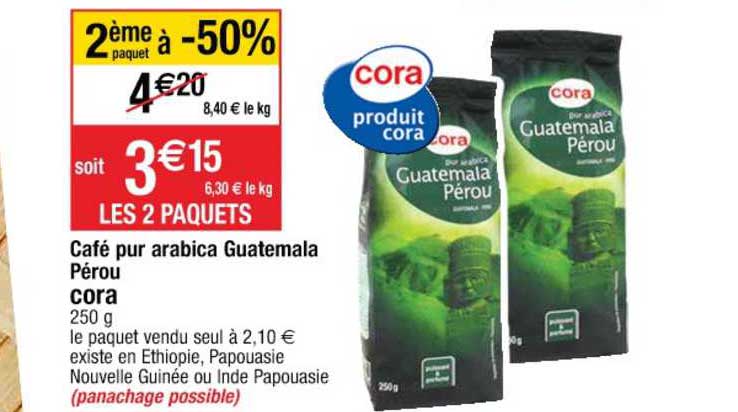 café pur arabica guatemala pérou cora