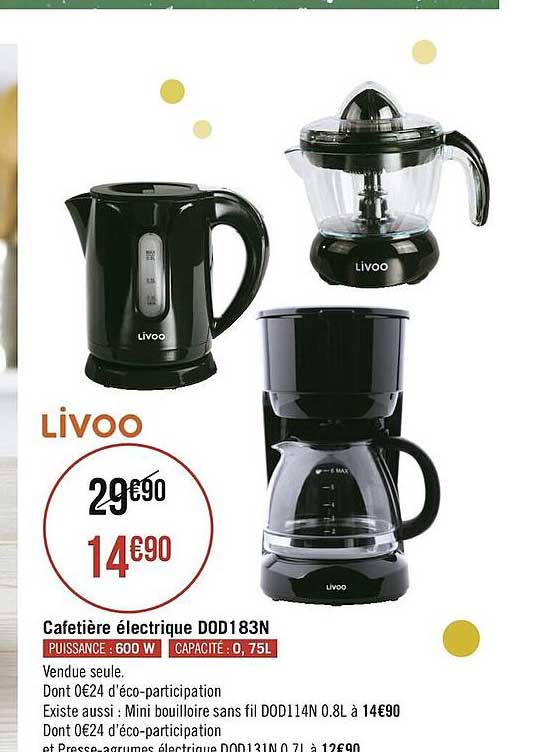 Cafetière électrique Dod 183n Livoo
