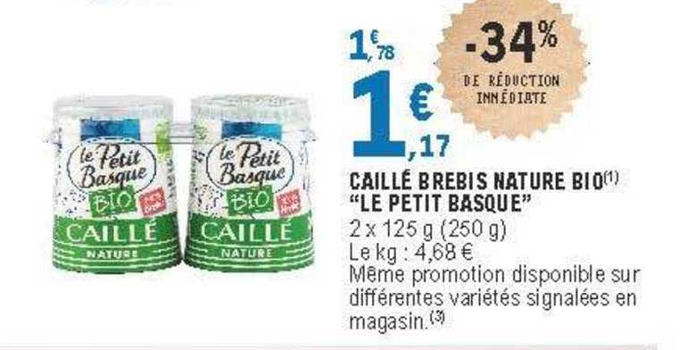 caillé brebis nature bio "le petit basque"