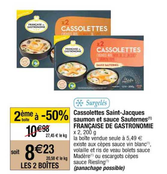 cassolettes saint jacques saumon et sauce sauternes française de gastronomie