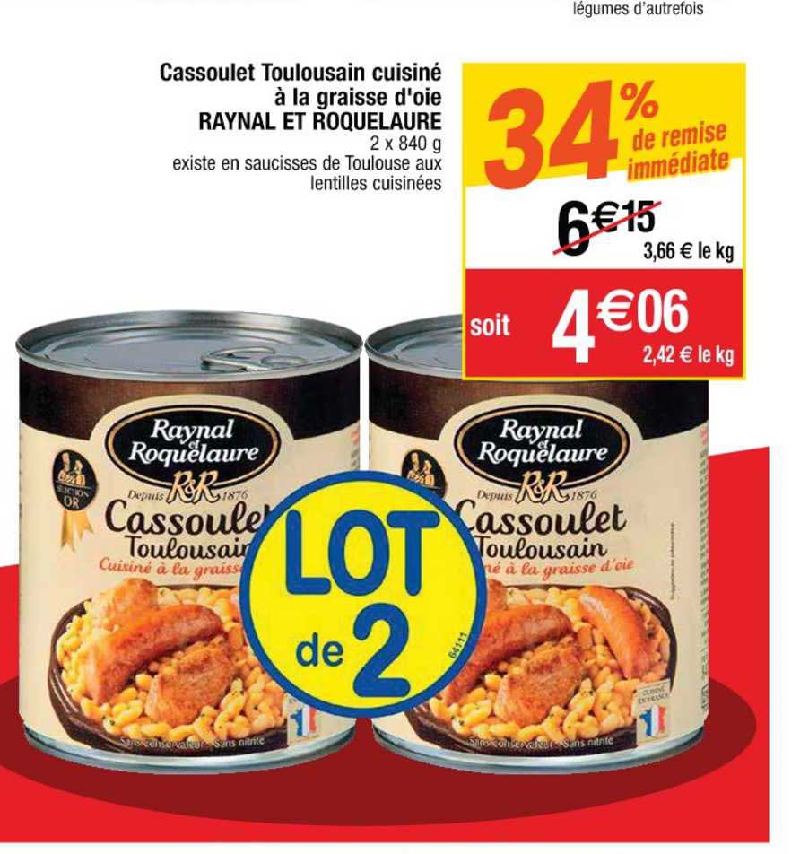 cassoulet toulousain cuisiné à la graisse d'oie raynal et roquelaure
