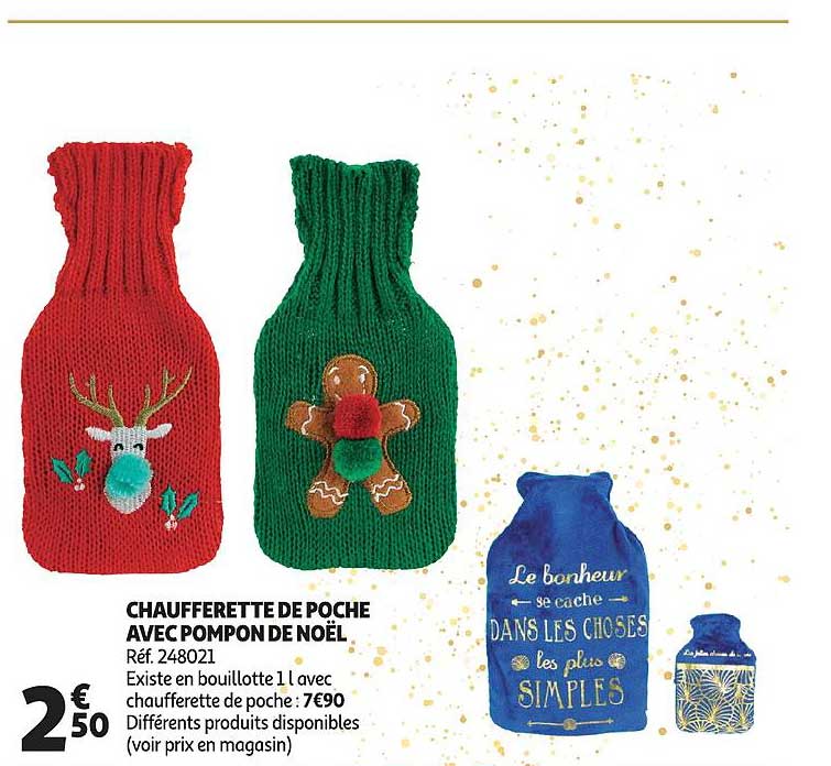 chaufferette de poche avec pompon de noël