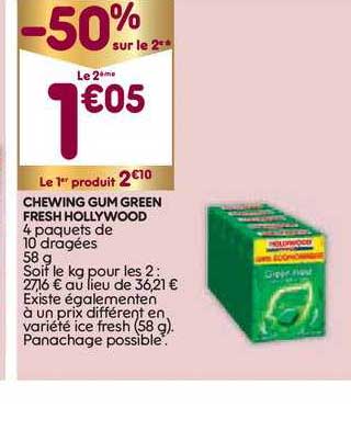 Chewing Gum Green Fresh Hollywood