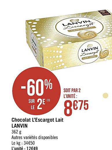 chocolat l'escargot lait lanvin