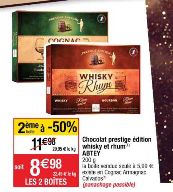 chocolat prestige édition whisky et rhum abtey
