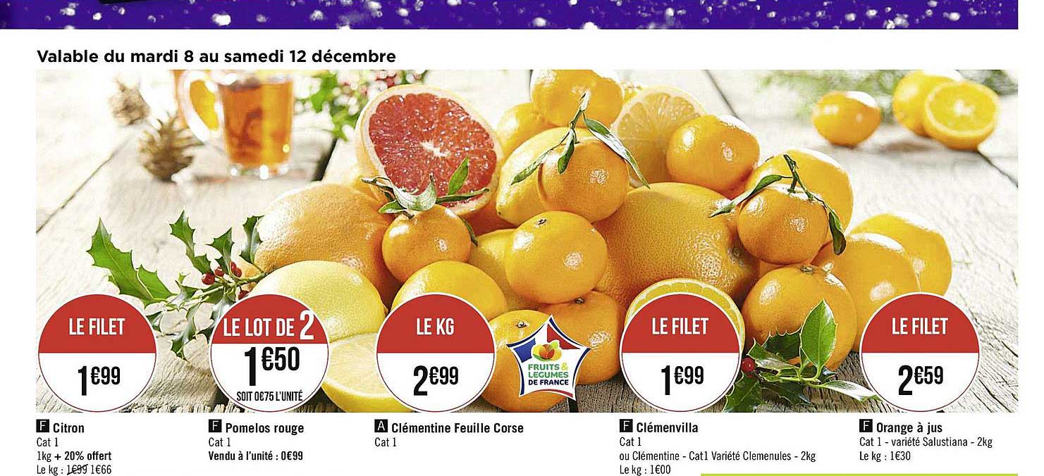 citron, pomelos rouge, clémentine feuille corse, clémenvilla, orange à jus