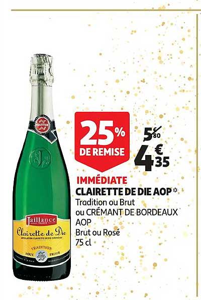 clairette de die aop 25% de remise immédiate