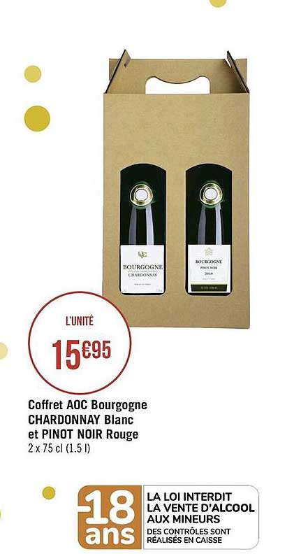coffret aoc bourgogne chardonnay blanc et pinot noir rouge