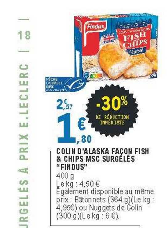colin d'alaska façon fish & chips msc surgelés "findus"