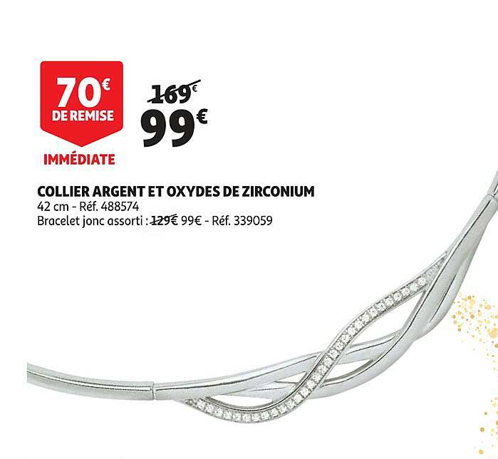 collier argent et oxydes de zirconium