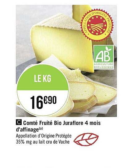 comté fruité bio juraflore 4 mois d'affinage