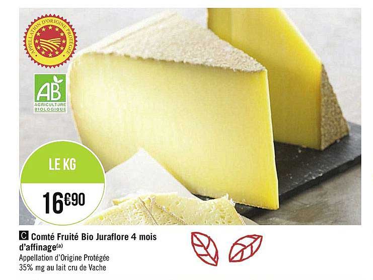 comté fruité bio juraflore 4 mois d'affinage