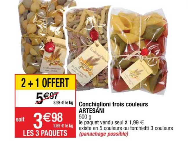 conchiglioni trois couleurs artesani