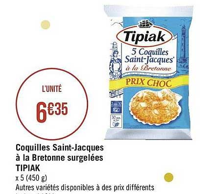 coquilles saint jacques à la bretonne surgelées tipiak