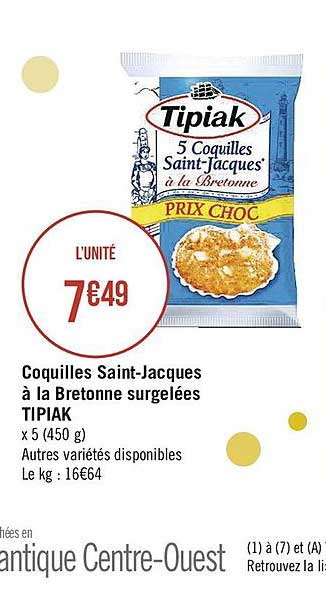 coquilles saint-jacques à la bretonne surgelées tipiak