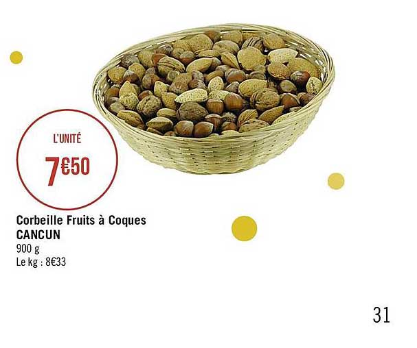 corbeille fruits à coques cancun