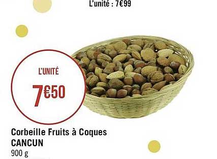 corbeille fruits à coques cancun