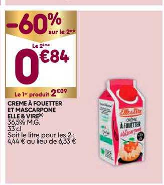 crème à fouetter et mascarpone elle & vire