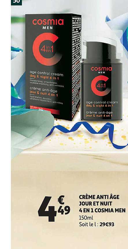 Crème Anti âge Jour Et Nuit 4 En 1 Cosmia Men